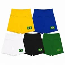 Kit 5 Power Shorts BR Forrado Média Compressão Copa Brasil