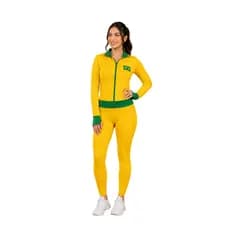 Conjunto Fitness Feminino Brasil Suplex Light Casaquinho com Zíper e Legging Cós Alto Outono Inverno