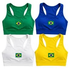 Kit 4 Tops Crossfit BR Brasil Copa Supléx com Bojo Removível