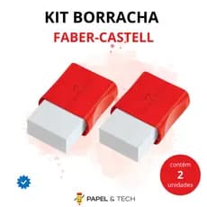 Kit 2 Borrachas Faber Castell FC Max Branca Original Escolar Alta Qualidade