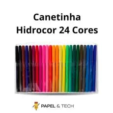Canetinha Hidrocor 24 Cores Masterprint Estojo Escolar Colorir Desenho