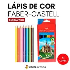 Lápis de Cor Faber Castell 12 Cores Ecolápis Sextavado Original Alta Qualidade