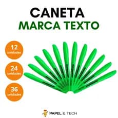 Caneta Marca Texto Verde Masterprint 12 Unidades Caixa Fluorescente Estudo Escritório