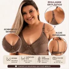 Sutiã Plus Size Sem Bojo Reforçado Sustentação Alta Confortável Alça Larga 50 52 54