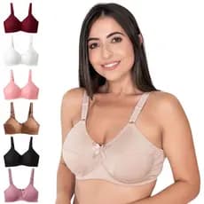 Kit 3 Sutiã Alça Regulagem Feminino Confortável Alta Sustentação Reforçado Sem Bojo Moda Soutiens