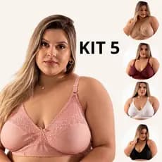 Kit C/5 Sutiã Plus Size Sustentação Reforçado Busto Grande  Ref-1010