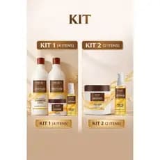 Kit 1  1Shampo1l + 1Condicionado1l + 1Mascara Macadamia 500g+1Óleo Argan 50ml OU kit 2 1 mascara 500g+ 1 oleo 50ml argan