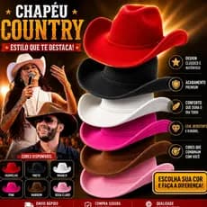 Chapéu Country Cowboy Masculino Feminino Vaqueiro Fantasia Festas Rodeio