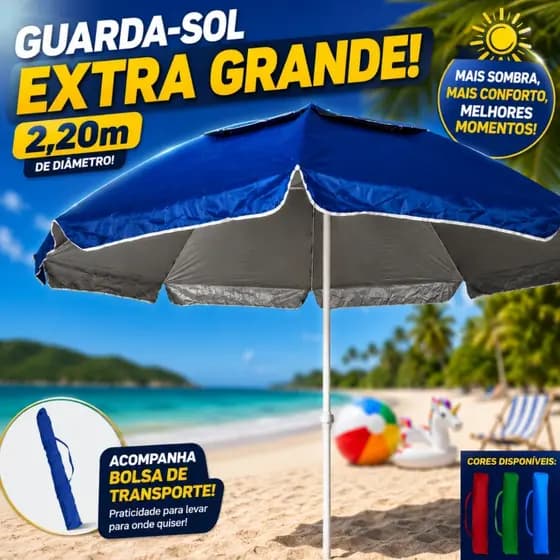Guarda Sol Grande Gigante 2,30m Proteção Uv Resistente Impermeável Reforçado Praia Piscina Verão