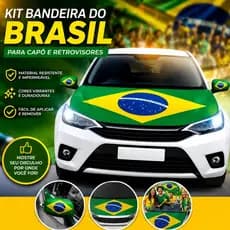 Kit Bandeira Do Brasil Para Capô e Retrovisor De Carro Com Elástico Universal e Premium