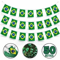 Bandeirinhas do Brasil Copa do Mundo 2026 Varal de Bandeiras - 20 Bandeirinhas - 10 Metros Cada Varal