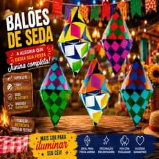 Balões Festa Junina Enfeites Decoração Papel Colorido Seda Quermesse Eventos