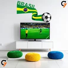 Adesivo de Parede Decorativo Autocolante Seleção Brasileira Futebol Bola Para Casa Loja