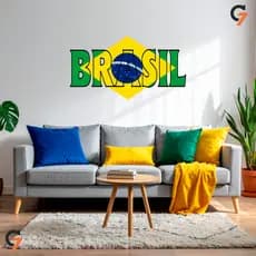 Adesivo de Parede Autocolante Moderno Copa do Mundo Seleção Brasileira Para Lojas Vitrines Sala