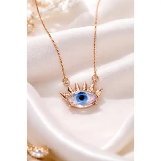 Colar Feminino Olho Grego Dourado – Proteção e Elegância