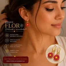 Brinco Flor Esmaltado Folheado a Ouro – Delicado e Cheio de Charme