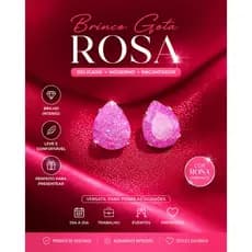 Brinco Gota Rosa Cravejado – Delicado e Elegante