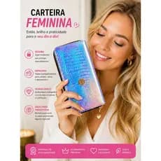 Carteira Feminina Holográfica Brilho Croco com Zíper Porta Cartões e Dinheiro Elegante