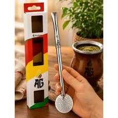 Bomba de Chimarrão Inox 304 Nossa Senhora Aparecida Premium AG Alma Gaúcha