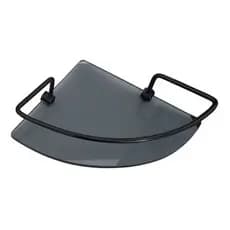 Porta Shampoo de Canto Preto Com Vidro Fumê