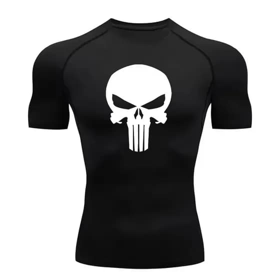 Camiseta Compressão Proteção Uv 50+ Manga Curta Símbolo Justiceiro Várias Cores Rash Guard