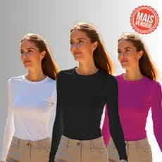 Camiseta Térmica Feminina Manga Longa Proteção UV 50+ Segunda Pele Proteção Solar Lisa