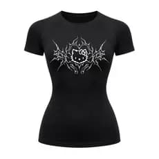 Camiseta Compressão Uv Manga Curta Cyber Tribal Black Heart Hello Kitty Rash Guard