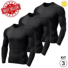 Kit 3 Camisas Camiseta Térmica  Proteção Uv 50+ Segunda Pele Treino Dia a Dia  Praia Unissex Lisa