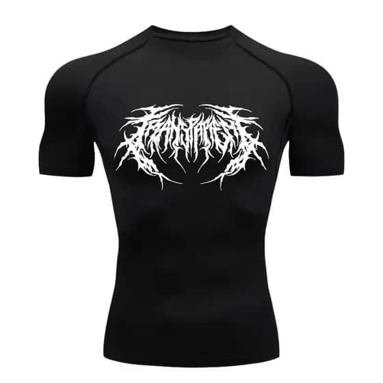 Camiseta Compressão Proteção Uv 50+ Tecido Gelado Segunda Pele Manga Curta Cyber Tribal Rash Guard