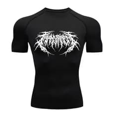 Camiseta Compressão Proteção Uv 50+ Tecido Gelado Segunda Pele Manga Curta Cyber Tribal Rash Guard