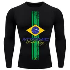 Camiseta Compressão Manga Longa UV Atoomic Brasil Edition Varias Cores Rash Guard
