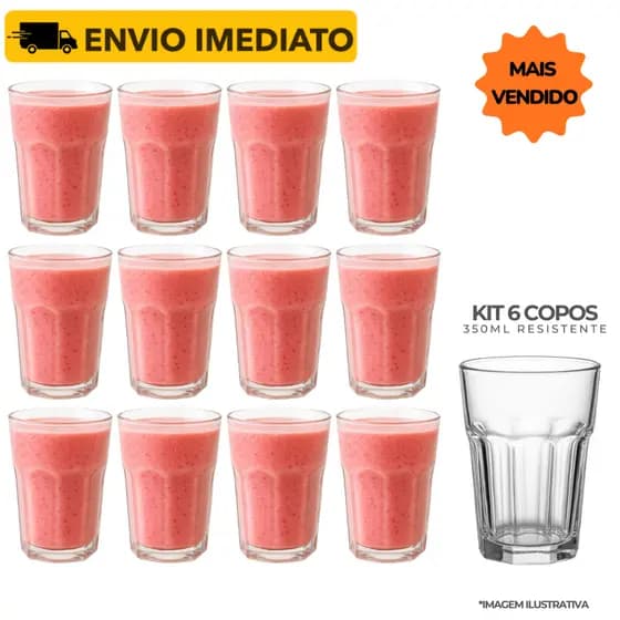 Jogo 6 Copos Bristol Long Drink 400ml Vidro Grosso Bar Restaurante Buffet