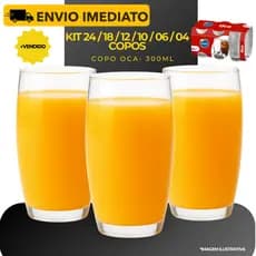 Kit 24/18/12/10/06/04 Copos Resistente Vidro Multiuso Vitamina Refrigerante Oca - 300ml Nadir