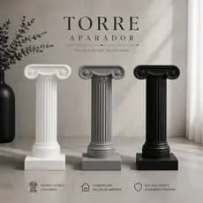 Aparador Livros Decorativo Coluna Grega Torre Apoio Suporte Porta Livros Moderno Branco Preto Cinza