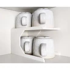 Prateleira Organizadora de Xícaras 20x12x12cm Branca Suporte Duplo para Armário Cozinha Compacto