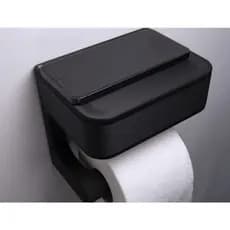 Suporte Porta Papel Higiênico Com Organizador De Parede Preto