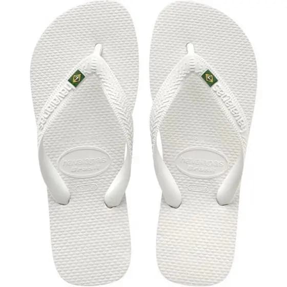 Chinelo Branco Adulto Unissex Leve com Detalhe da Bandeira do Brasil