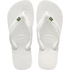 Chinelo Branco Adulto Unissex Leve com Detalhe da Bandeira do Brasil