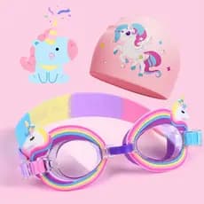 Conjunto De Óculos De Natação Em Silicone Capa Infantil Proteção Para As Orelhas À Prova D'água Padrões De Desenhos