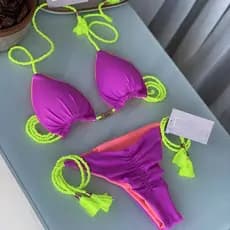 Fato de banho triangular trançado Halter Braided Bikini