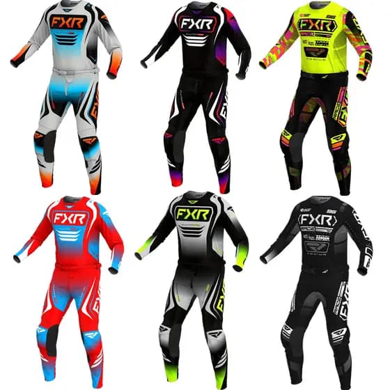 FXR 2025 Conjunto De Engrenagens PODIUM Embreagem PRO Cinza/Céu/Laranja HI VIS/SHERBET CAMO JERSEY MOTOCROSS Roupa Respi