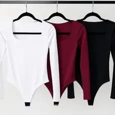 Kit 3 Body Feminino Manga Longa Inverno Forrado Suplex Casual
