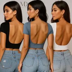Kit 3 Cropped Feminino Blusa Costa Nua Suplex Forrado Baby Tee Básico Casual