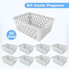 Kit 20 Pçs Cesto Multiuso Organizador Pequeno Branco 16x13x6Cm