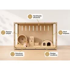 Terrario Gaiola Hamster Porquinho da India MDF 60x40x40 com Acessorios
