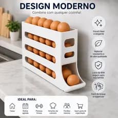 Organizador de Geladeira Porta Ovos Rolante 4 Andares Rolante Branco 26 Ovos