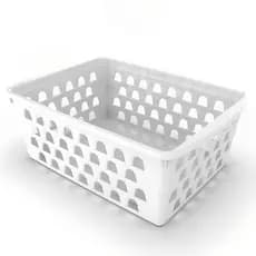 Kit 4 Cestos Branco Médio Para Organização de Gavetas 20x15x6Cm