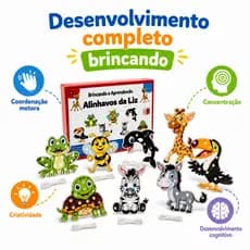 Kit 8 Alinhavos Brinquedo Educativo Infantil MDF e Cordão Animais da Fazendinha