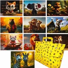 Kit Quebra Cabeça - Mundo Animal Para Presente Educativo Clássicos Puzzle Férias Escolar