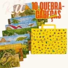 Kit 10 Quebra Cabeça Dinossauro - Brinquedo de Montar Educativo Puzzle